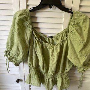 Cute Sage Green Crop Top, 2X